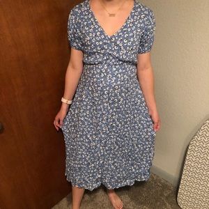Cotton on floral blue dress